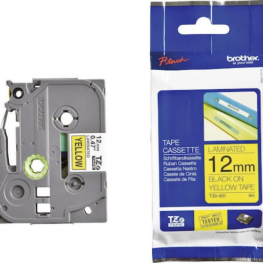 Brother TZE-631 Ταινία Ετικετογράφου 8m x 12mm σε Κίτρινο Χρώμα