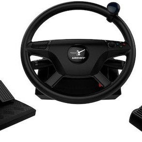 Aerosoft Truck And Bus Τιμονιέρα με Μοχλό Ταχυτήτων και Πετάλια για PC με 1080° Περιστροφής