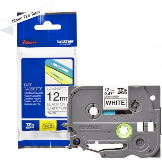 Brother Ταινία Ετικετογράφου 8m x 12mm σε Λευκό Χρώμα