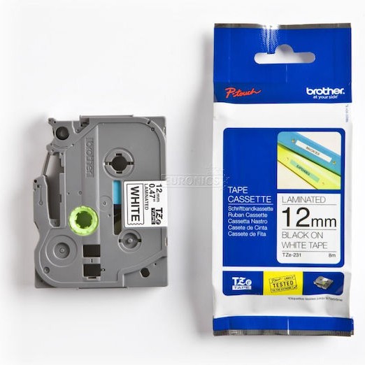 Brother Ταινία Ετικετογράφου 8m x 12mm σε Λευκό Χρώμα