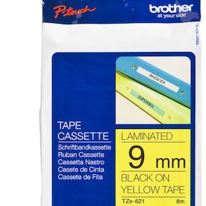 Brother Ταινία Ετικετογράφου 8m x 9mm σε Κίτρινο Χρώμα