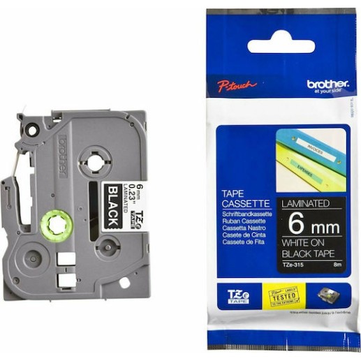 Brother Ταινία Ετικετογράφου 8m x 6mm σε Μαύρο Χρώμα