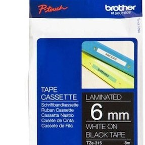 Brother Ταινία Ετικετογράφου 8m x 6mm σε Μαύρο Χρώμα