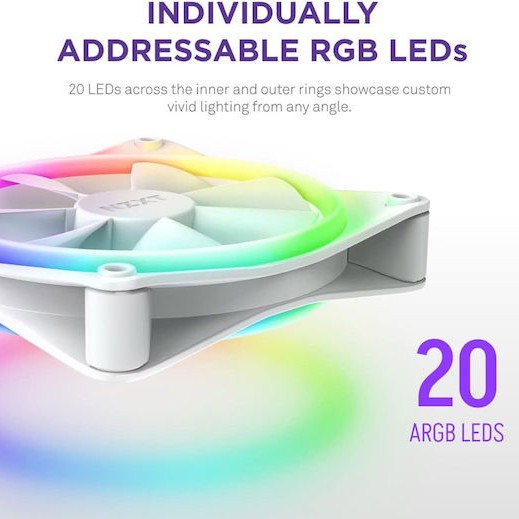 NZXT F120 RGB Duo Case Fan με Σύνδεση 4-Pin PWM Λευκό