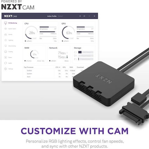 NZXT F120 RGB Duo Case Fan με Σύνδεση 4-Pin PWM 3τμχ