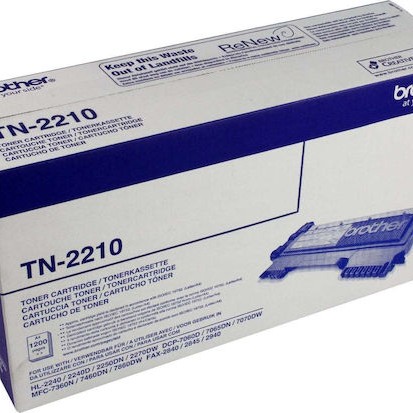 Brother TN-2210 Γνήσιο Toner Laser Εκτυπωτή Μαύρο 1200 Σελίδων (TN-2210)