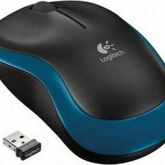 Logitech M185 Ασύρματο Mini Ποντίκι Black/Blue