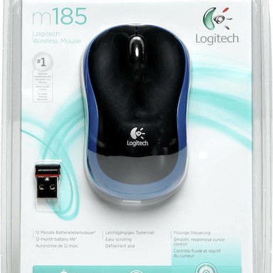 Logitech M185 Ασύρματο Mini Ποντίκι Black/Blue