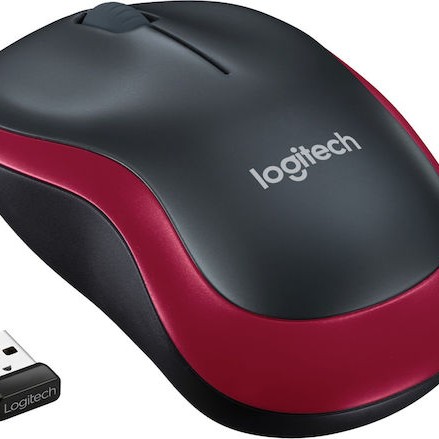 Logitech M185 Ασύρματο Mini Ποντίκι Black/Red