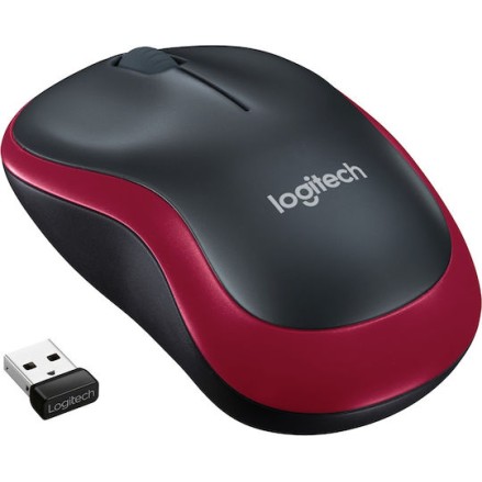 Logitech M185 Ασύρματο Mini Ποντίκι Black/Red