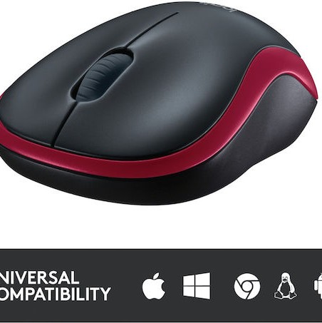 Logitech M185 Ασύρματο Mini Ποντίκι Black/Red