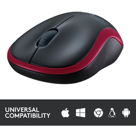 Logitech M185 Ασύρματο Mini Ποντίκι Black/Red