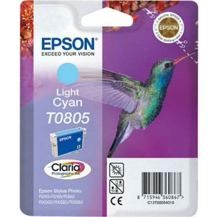 Epson T0805 Γνήσιο Μελάνι Εκτυπωτή InkJet Ανοιχτό Κυανό (C13T08054010 C13T08054011)