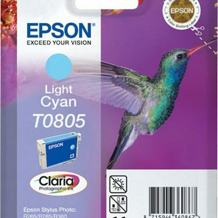 Epson T0805 Γνήσιο Μελάνι Εκτυπωτή InkJet Ανοιχτό Κυανό (C13T08054010 C13T08054011)
