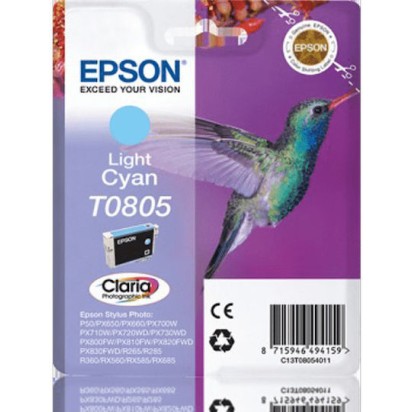 Epson T0805 Γνήσιο Μελάνι Εκτυπωτή InkJet Ανοιχτό Κυανό (C13T08054010 C13T08054011)