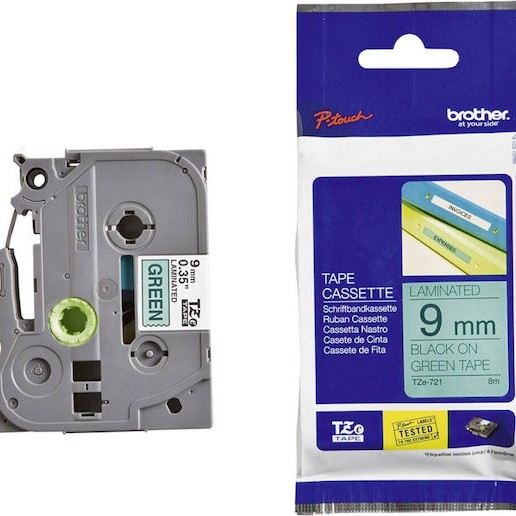 Brother Tze-721 Ταινία Ετικετογράφου σε Μαύρο Χρώμα