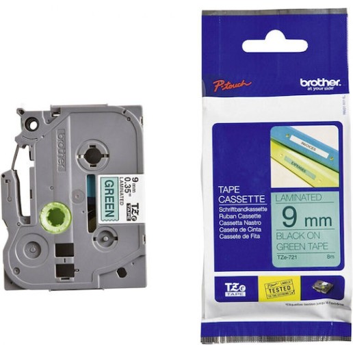 Brother Tze-721 Ταινία Ετικετογράφου σε Μαύρο Χρώμα