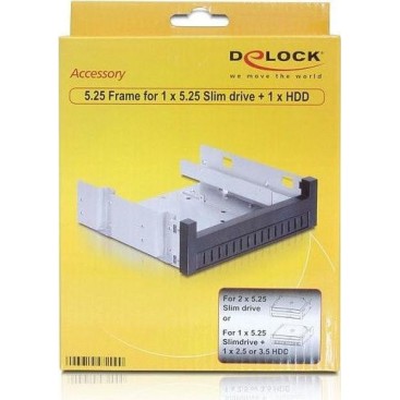 DeLock Installation Frame 5.25″ - 1x 5.25″ Slim + 1x 2.5″/3.5″