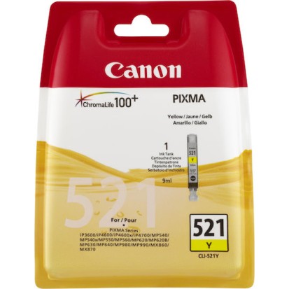 Canon CLI-521 Γνήσιο Μελάνι Εκτυπωτή InkJet Κίτρινο (2936B001)