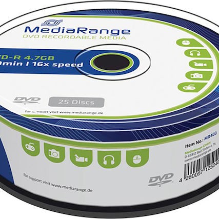 MediaRange Εγγράψιμα DVD-R 16x 4.7GB Cake Box 25τμχ