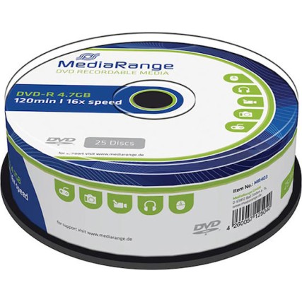 MediaRange Εγγράψιμα DVD-R 16x 4.7GB Cake Box 25τμχ