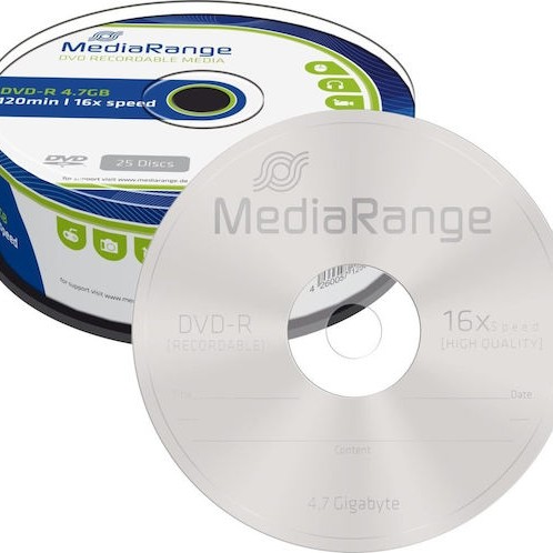 MediaRange Εγγράψιμα DVD-R 16x 4.7GB Cake Box 25τμχ