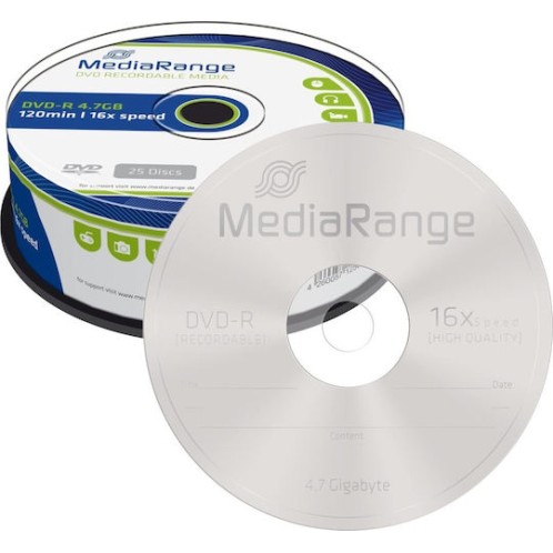 MediaRange Εγγράψιμα DVD-R 16x 4.7GB Cake Box 25τμχ