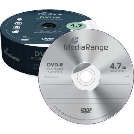 MediaRange Εγγράψιμα DVD-R 16x 4.7GB Cake Box 25τμχ