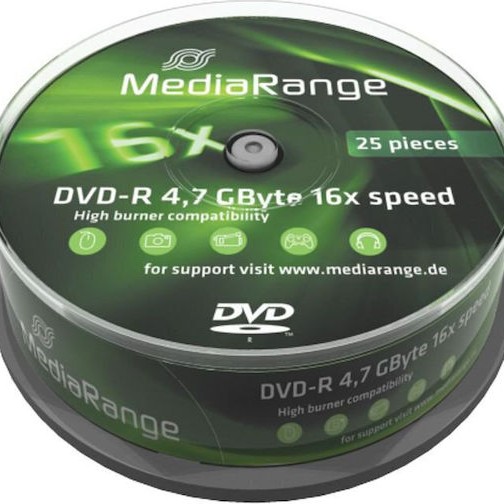 MediaRange Εγγράψιμα DVD-R 16x 4.7GB Cake Box 25τμχ