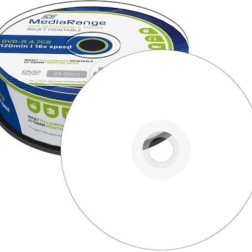 MediaRange Εγγράψιμα DVD-R 16x Printable 4.7GB Cake Box 25τμχ