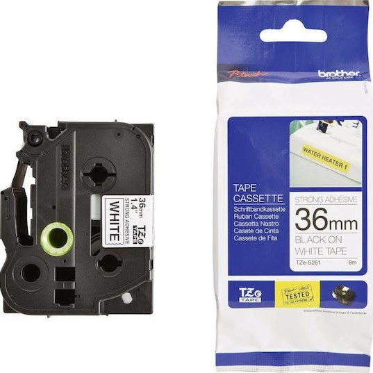 Tze-s261 Laminated Tape 36 Mm Black On White Extra Strong