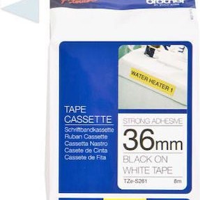 Tze-s261 Laminated Tape 36 Mm Black On White Extra Strong