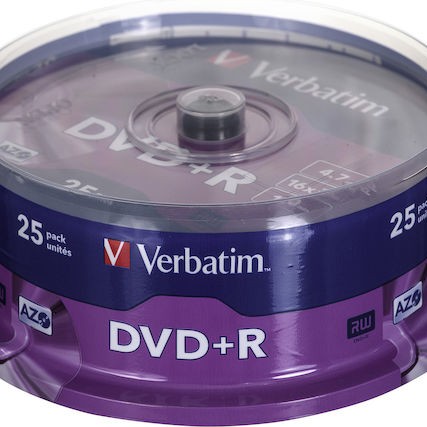 Verbatim Εγγράψιμα DVD+R 16x 4.7GB Cake Box 25τμχ