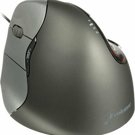 Evoluent VerticalMouse 4 Right Ενσύρματο Εργονομικό Ποντίκι Γκρι