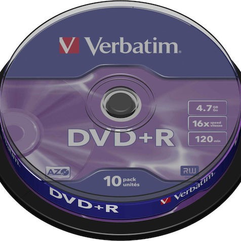 Verbatim Εγγράψιμα DVD+R 16x 4.7GB Cake Box 10τμχ