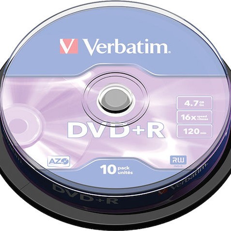 Verbatim Εγγράψιμα DVD+R 16x 4.7GB Cake Box 10τμχ