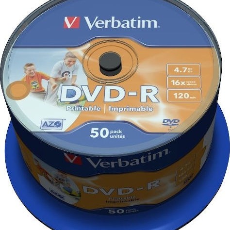 Verbatim Εγγράψιμα DVD-R 16x Printable 4.7GB Cake Box 50τμχ