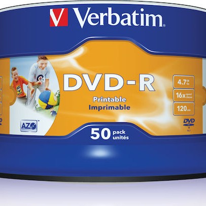 Verbatim Εγγράψιμα DVD-R 16x Printable 4.7GB Cake Box 50τμχ