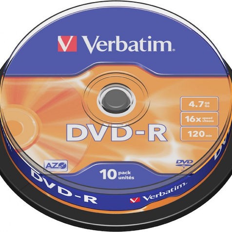 Verbatim Εγγράψιμα DVD-R 16x 4.7GB Cake Box 10τμχ