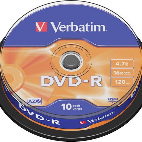 Verbatim Εγγράψιμα DVD-R 16x 4.7GB Cake Box 10τμχ