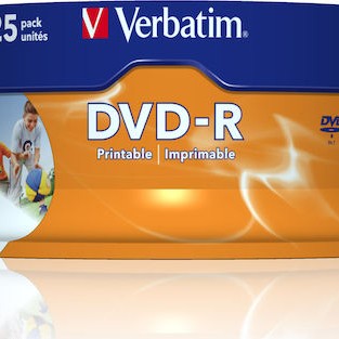 Verbatim Εγγράψιμα DVD-R 16x Printable 4.7GB Cake Box 25τμχ