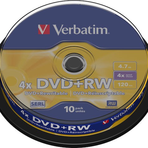 Verbatim Επανεγγράψιμα DVD+RW 4x 4.7GB Cake Box 10τμχ