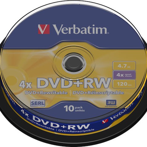 Verbatim Επανεγγράψιμα DVD+RW 4x 4.7GB Cake Box 10τμχ