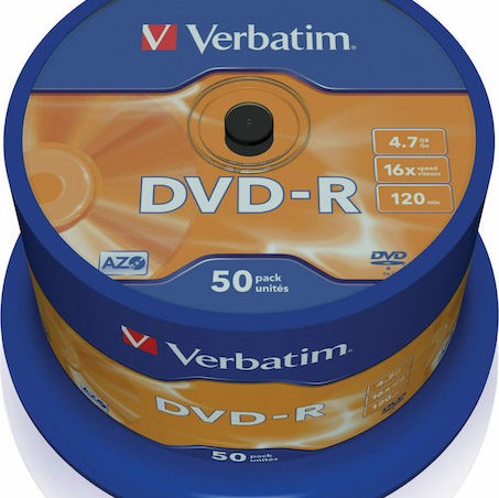 Verbatim Εγγράψιμα DVD-R 16x 4.7GB Cake Box 50τμχ