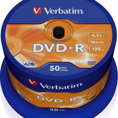 Verbatim Εγγράψιμα DVD-R 16x 4.7GB Cake Box 50τμχ