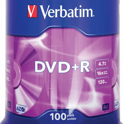 Verbatim Εγγράψιμα DVD+R 16x 4.7GB Cake Box 100τμχ