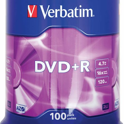Verbatim Εγγράψιμα DVD+R 16x 4.7GB Cake Box 100τμχ
