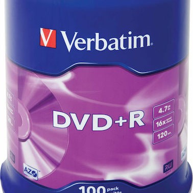 Verbatim Εγγράψιμα DVD+R 16x 4.7GB Cake Box 100τμχ