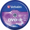 Verbatim Εγγράψιμα DVD+R 16x 4.7GB Cake Box 100τμχ