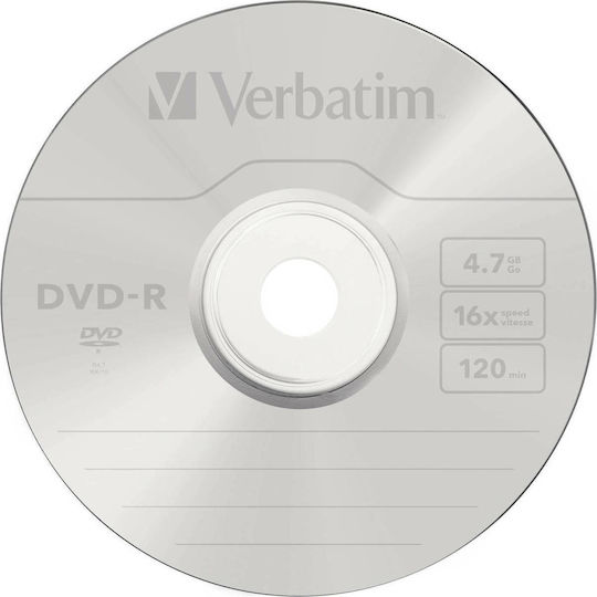 Verbatim Εγγράψιμα DVD-R 16x 4.7GB Cake Box 100τμχ